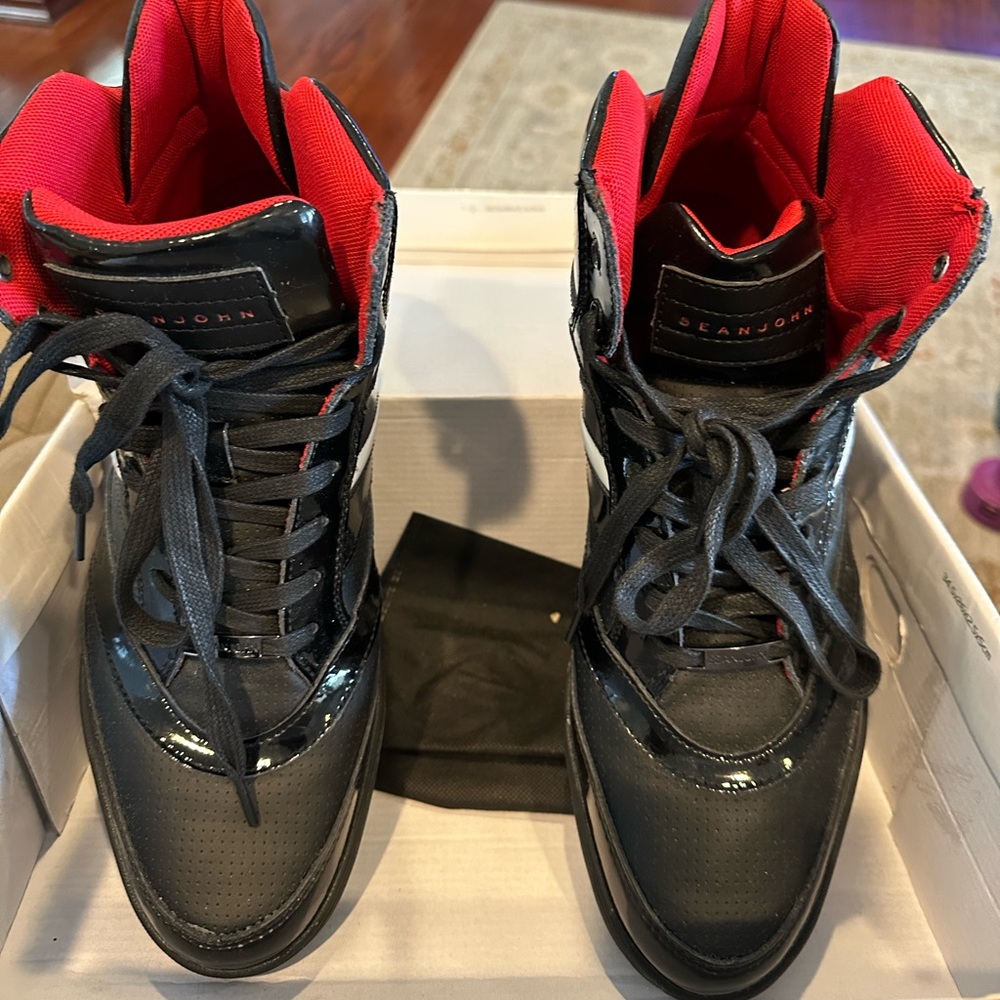 Red and Black High-Top Sneakers. SEAN JOHN. 13